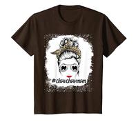 Chow Chow Dog Mom Bleached Messy Bun Leopard Women Pet Lover T-Shirt, Enfant, Marron, 4 Ans