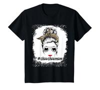 Chow Chow Dog Mom Bleached Messy Bun Leopard Women Pet Lover T-Shirt, Enfant, Noir, 2 Ans