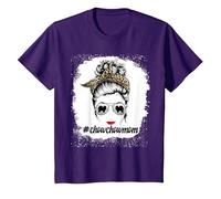 Chow Chow Dog Mom Bleached Messy Bun Leopard Women Pet Lover T-Shirt, Enfant, Violet, 2 Ans