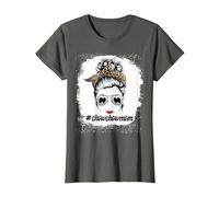 Chow Chow Dog Mom Bleached Messy Bun Leopard Women Pet Lover T-Shirt, Femme, Asphalte, S