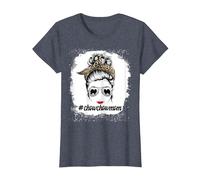 Chow Chow Dog Mom Bleached Messy Bun Leopard Women Pet Lover T-Shirt, Femme, Bleu Chiné, XS