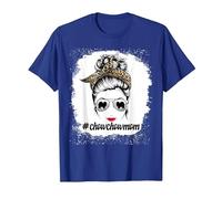 Chow Chow Dog Mom Bleached Messy Bun Leopard Women Pet Lover T-Shirt, Homme, Bleu Royal, L