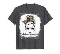 Chow Chow Dog Mom Bleached Messy Bun Leopard Women Pet Lover T-Shirt, Homme, Chiné Foncé, XL
