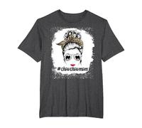 Chow Chow Dog Mom Bleached Messy Bun Leopard Women Pet Lover T-Shirt, Homme Grandes Tailles, Chiné Foncé, 6X Tall