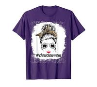 Chow Chow Dog Mom Bleached Messy Bun Leopard Women Pet Lover T-Shirt, Homme, Violet, S