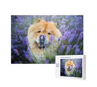 Chow-Chow Doux Duveteux Brun Chiens Violet Sauvage,Puzzle Familial en Bois de 300 pièces pour Adultes et Adolescents, décoration d'intérieur