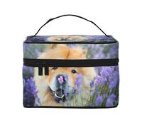 Chow-Chow Doux Moelleux Chiens Bruns Violet Sauvage, Trousse de Maquillage Trousse à cosmétiques Trousse de Toilette de Voyage Portable Trousse à Crayons