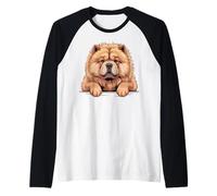 Chow Chow Drôle Peeking Pocket Puppy Dog Lover Manche Raglan