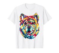 Chow Chow Géométrique Pop Art Gros Plan Portrait Chiot Face T-Shirt Graphique avec Valeur, Homme, Blanc, L