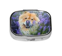 Chow-Chow Sweet Fluffy Brown Dogs Purple Wild,Meta Pilulier à 2 compartiments Organiseur portable