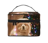 Chow Chow White Fluffy Dogs Animaux Chiens Noël, Trousse de Maquillage Trousse à cosmétiques Trousse de Toilette de Voyage Portable Trousse à Crayons