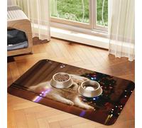 Chow Chow White Fluffy Dogs Pets Dogs Christmas,Waterproof Pet Feeding Mat,PU Leather Placemats for Cat Dog Water Bowl,Food Mats,30x45cm