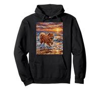 Chow Frolicking at The Beach Sunset Dog Illustration Sweat à Capuche