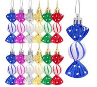 choyaxo Décorations de Noël à paillettes à suspendre en forme de canne à sucre d'orge avec cordes dorées pour sapin de Noël, décoration de fête à la maison