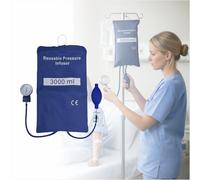CHOYTONG Sac de Pression Portable de 3000ml, Manchette de fluides IV avec jauge et Pompe pour Utilisation d'urgence et Clinique avec Composite de Nylon (Blue)