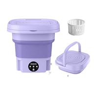 Chpbolly Mini machine à laver portable, lave-linge pliable et essorage, petit seau pliable, convient pour appartement, dortoir, voyage, meilleur choix de cadeau (violet/8 L) (01)