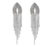 Chran Longues boucles d'oreilles pendantes en strass étincelants pour femmes bijoux de mariage, Cuivre, Cristal