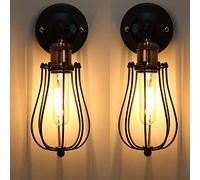 Chrasy 2PC E27 Rétro Metal Murale Applique Luminaire Antique Murale Applique Cage Finition de Laiton Industriel Supensions Luminaire Plafonnier Lumiere Vintage Edison Lampe Douille E27