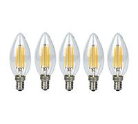 Chrasy 5X E14 Ampoule de Filament LED 4W Ampoule LED Edison C35 Bougie LED Ampoule Vintage Lampe à Filament Blanc Chaud 400LM Équivalent Aspect de Flamme Edison Lampe Filament AC 220V
