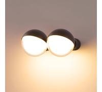 Chrasy Double Demi-Sphère 36W (2x18W) Applique Murale LED Noir Mat Aluminium 3000K Blanc Chaud Applique Murale LED Extérieur/Intérieur pour Façade, Entrée, Balcon