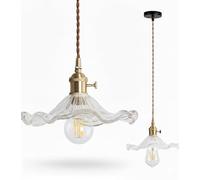 Chrasy E27 Industrielle Intérieur Verre Suspensions Luminaire Suspensions Luminaires Plafonniers Moderne Eclairage de Plafond Verre (Transparent)