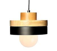 Chrasy E27 Métal Moderne Suspensions Luminaires Industriel Retro Plafonnier Luminaire Lumiere Metal et Bois Luminaire éclairage Vintage Plafonnier Lustre Lampe (Noire)