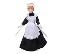 Chrees 1:12 Dollhouse Victorian Parlor Maid Doll, Mini Modèle de Poupée en Céramique, Articulations Mobiles, Apparence Réaliste, pour Accessoire de Maison de Poupée DIY, avec Support stabilisé