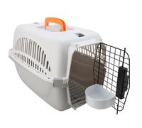 Chrees Boîte de transport pour chien en plastique pour animaux de compagnie, portable, légère, facile à monter, 48 x 32 x 32 cm, avec beaucoup d'espace pour les visites vétérinaires en plein air (gris
