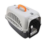 Chrees Boîte de transport pour chien en plastique pour animaux de compagnie, portable, légère, facile à monter, 48 x 32 x 32 cm, avec beaucoup d'espace pour les visites vétérinaires en plein air (noir