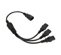 Chrees Câble d'alimentation IEC 320 C14 mâle jusqu'à 3 câbles répartiteurs en Y C13 femelles, 10 A AC 125 V AC, PVC, laiton 075, pour PC, moniteurs, scanners, imprimantes, fonctionne avec la plupart
