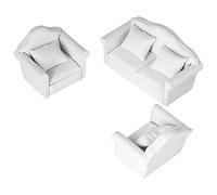 Chrees Ensemble de Décoration de Mini canapé pour Maison de Poupée 3 Pièces, Modèles de Meubles de Salon Blanc Pur, Fauteuil Hautement simulé et canapé Deux Places pour Décoration de Maison