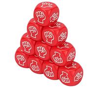 Chrees Lot de 10 Dés Pierre-Feuille-Ciseaux, Dés en Plastique aux Couleurs Vives pour Jeux de société et Jeux éducatifs. (Rouge)
