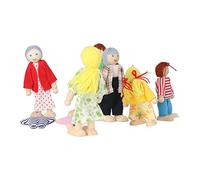 Chrees Maison de Poupée en Bois de 8 Personnes avec Mains et Pieds Mobiles, Idéale pour L'interaction, en Bois de Bouleau, Ensemble de Maison de Poupée Happy Family pour Un Jeu de Rôle Créatif