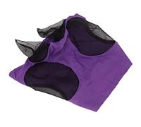 Chrees Masque anti-mouches en pour cheval - Tissu tricoté respirant - Écouteurs - Empêche le soleil et les chevaux à pattes courtes, poney, anti-vers de mouche, doux pour la peau (violet)