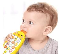 Chrees Matériau sûr, jouet musical pour bébé avec anneau de dentition, protection des yeux et des oreilles, téléphone portable compact bilingue pour l'éducation précoce