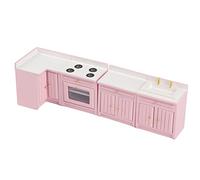Chrees Meubles de Cuisine pour Maison de Poupée, Ensemble de Plate-Forme de Cuisine, Accessoires de Jouets Miniatures pour Maison de Poupée, Rose avec Apparence Nouvelle, échelle Précise pour de 1:12