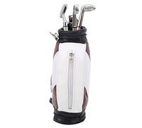 Chrees Mini Horloge à Stylo pour Sac de, Décor de Bureau en Cuir PU en Alliage de Zinc avec Stylos de, pour Cadeaux de, Ensemble de Souvenirs (Marron et Blanc)