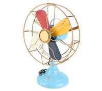 Chrees Ornement d'éventail en métal antique, ventilateur de table vintage de style rétro, couleurs exquises, métal, base large, décoration de bureau réaliste pour la décoration de vitrines, couloirs