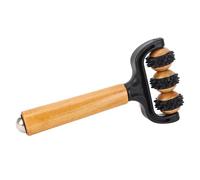 Chrees Rouleau de massage à picots en bois avec 3 roues, outil ergonomique de massage musculaire pour la maison, le bureau, les voyages