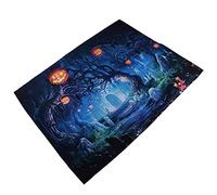 Chrees Tapisserie d'halloween, Tenture Murale de Fond en Fibre de Polyester avec des Lanternes de Citrouille de Cimetière Effrayantes pour la Décoration de Salon de Chambre à Coucher (230 * 180 cm)