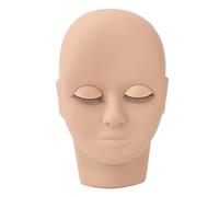 Chrees Tête de Mannequin de Cils, Caractéristiques Faciales 3D, Tête de Pratique D'extension de Cils Double Couche, avec 3 Paires de Paupières Amovibles, pour le Maquillage des, (Marron clair)