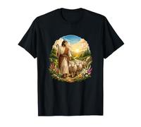 Chrétien Bon Berger Jésus Mouton Foi Lever de Soleil T-Shirt
