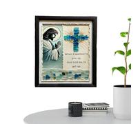 chrétiennes encadrées faites à la main - Décoration murale encadrée en verre de mer | Décoration murale chrétienne en verre de mer | Image de prière de Jésus adaptée pour un cadeau religieux