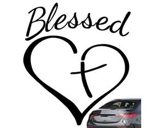 chrétiens de croix et de cœur bénie - Bénédiction de la citation, autocollant de symbole du Christ | Love Heart Car DCAL STICERS Sticker de décalage chrétien, Pet Cross Cross Stickers Aut