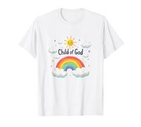 Chrétiens de l'enfant de Dieu pour Enfants Rainbow Sunshine Clouds T-Shirt, Homme, Blanc, XL