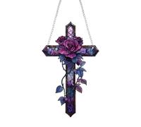 Chrétiens pour sapin de Noël chrétien décoratif en acrylique 2D Fleurs Décoration de Noël avec fleurs pour salon, attrape-soleil religieux pour fenêtre intérieure