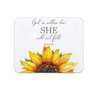 Chrétienté Florale Dieu Est en Elle Elle Ne Tombera Pas Verset Biblique Mouse Pad Bords Cousus Tapis Souris Durable Tapis De Souris pour Gamer Jeux Études 25X30Cm