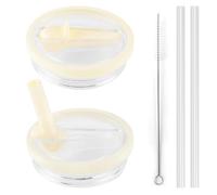 CHRI Lot de 2 couvercles anti-fuite pour Stanley Cup 2.0 (0,89 l), avec 2 pailles et 1 brosse de nettoyage (2 pièces blanches, 90 oz)