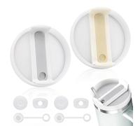 CHRI Lot de 2 couvercles de rechange pour Stanley Cup | Couvercle accessoire pour Stanley Cup avec 6 pailles
