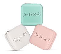 Chrifansi Boîte à bijoux personnalisée en cuir - Petit cadeau personnalisé pour femmes et filles - Nom et mois de la fleur de naissance (style 2)